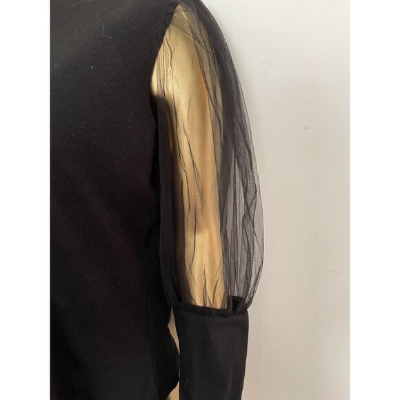 Whimsygoth Mesh Sleeve Black Ribbed Knit Top XL Gothcore Witchgoth Cutegoth - Picture 3 of 8